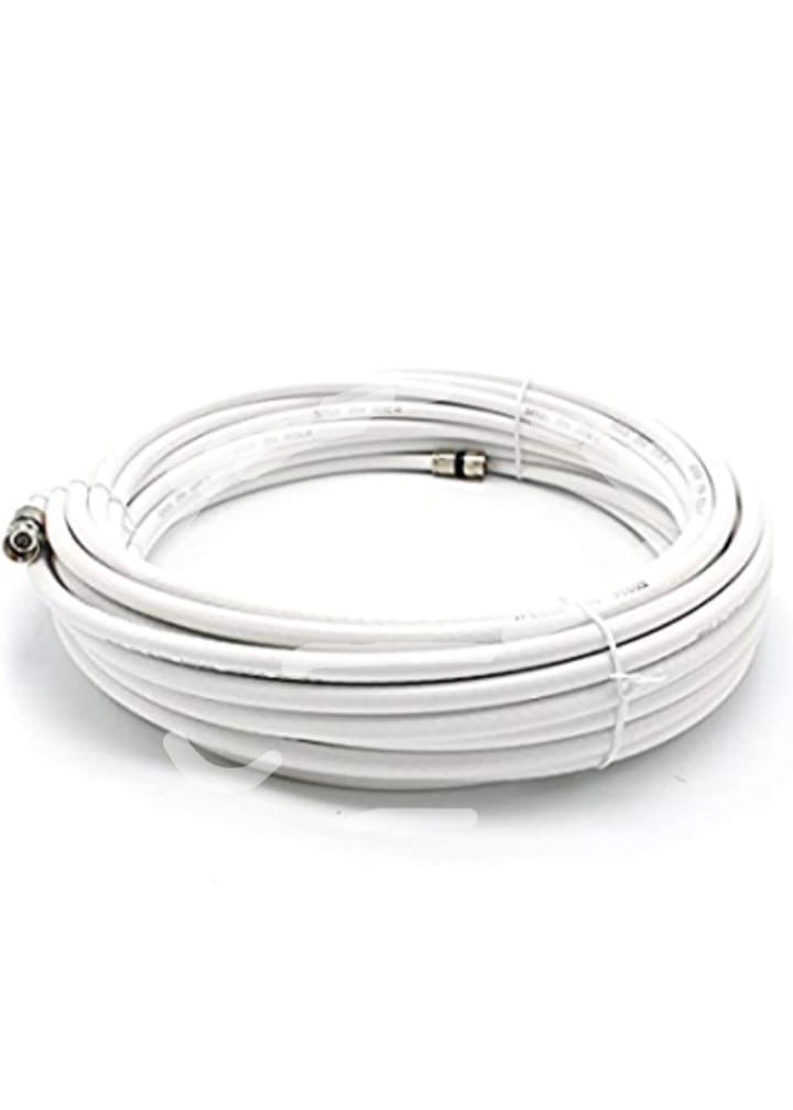 Cable For All Dth Antenna Dish Tv Coaxial RG - 6 3Ghz 75 Ohm) Compatible Cable Wire With Original Connector Pins & 10 Cable Clip (White) 20 FOOT view 2