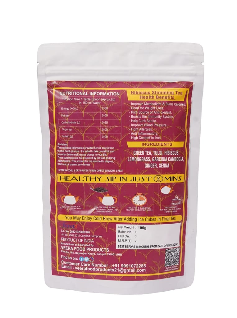 Hibiscus Slimming Tea - 100% Natural, No Preservatives, No Artificial Flavors view 2