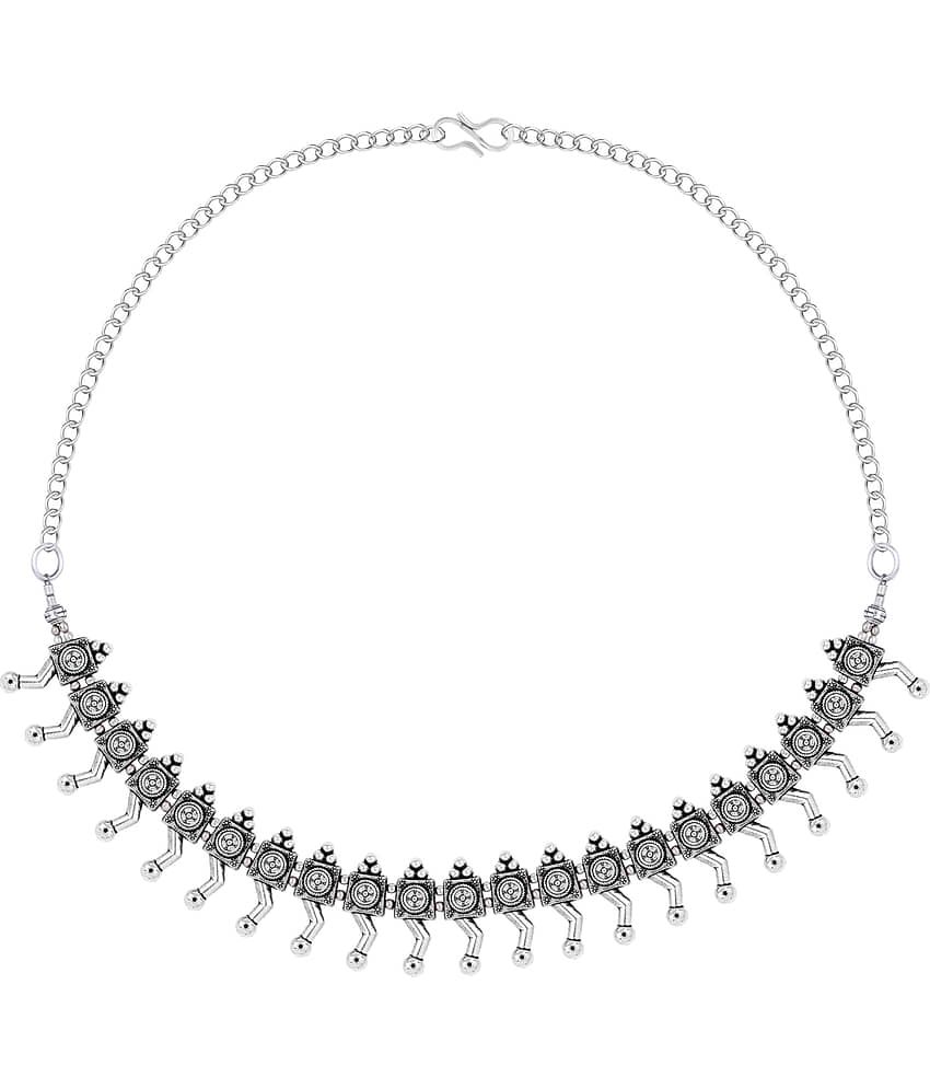ShreejiHuf Alloy Silver Traditional Necklaces Set Choker view 2