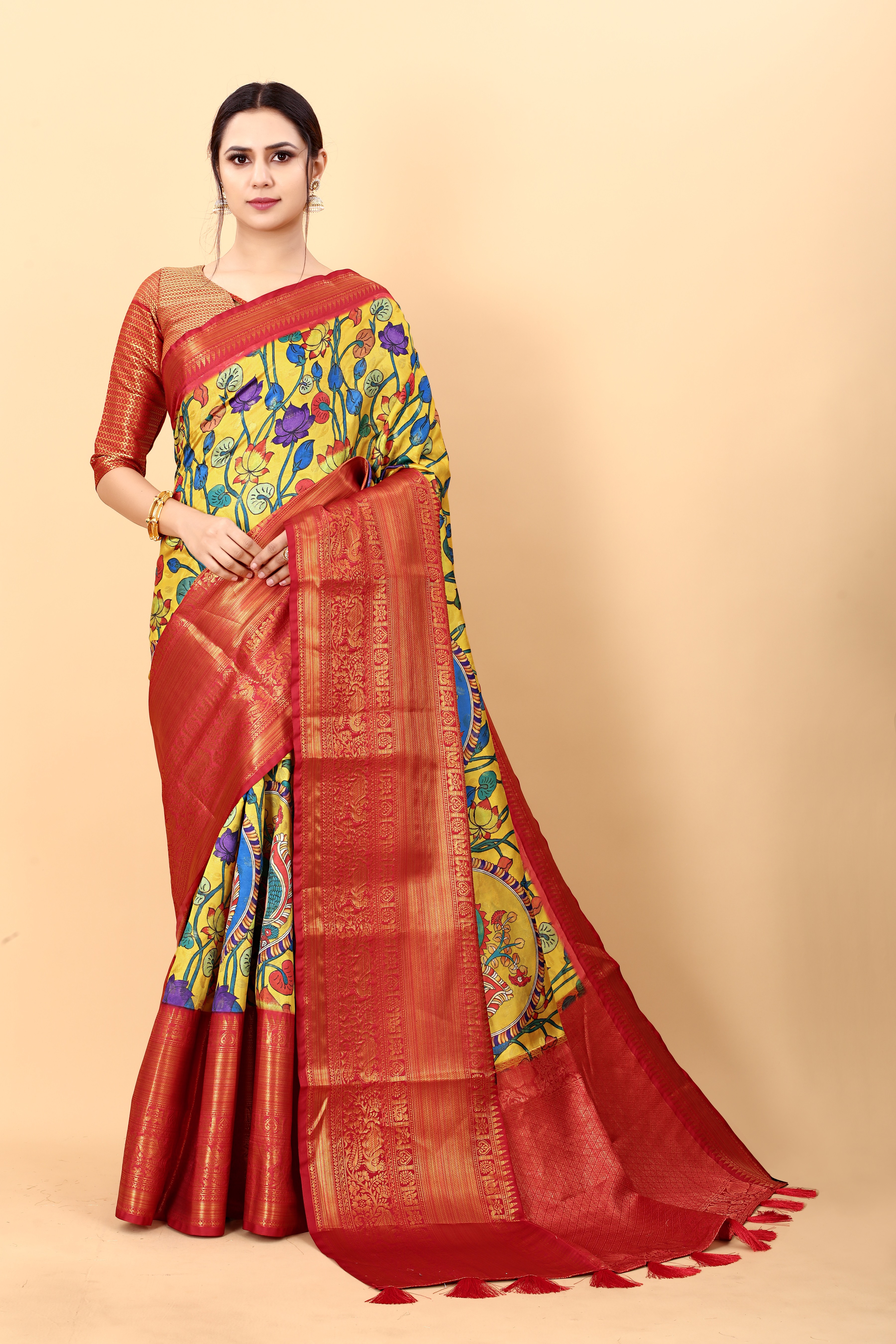 Yavira silk Women's Multi Printed Silk Blend Saree view 2
