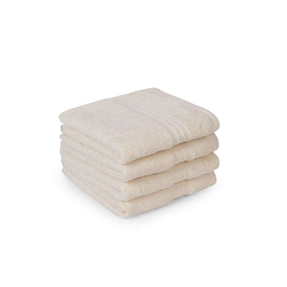 Feather & Spun Organic Cotton Face Towel | Lavender Fragrance | GOTS Certified | Anti Microbial | Fade Resistant | Double Needle Stitch | 550 GSM | 33 cms x 33 cms (Pack of 4)