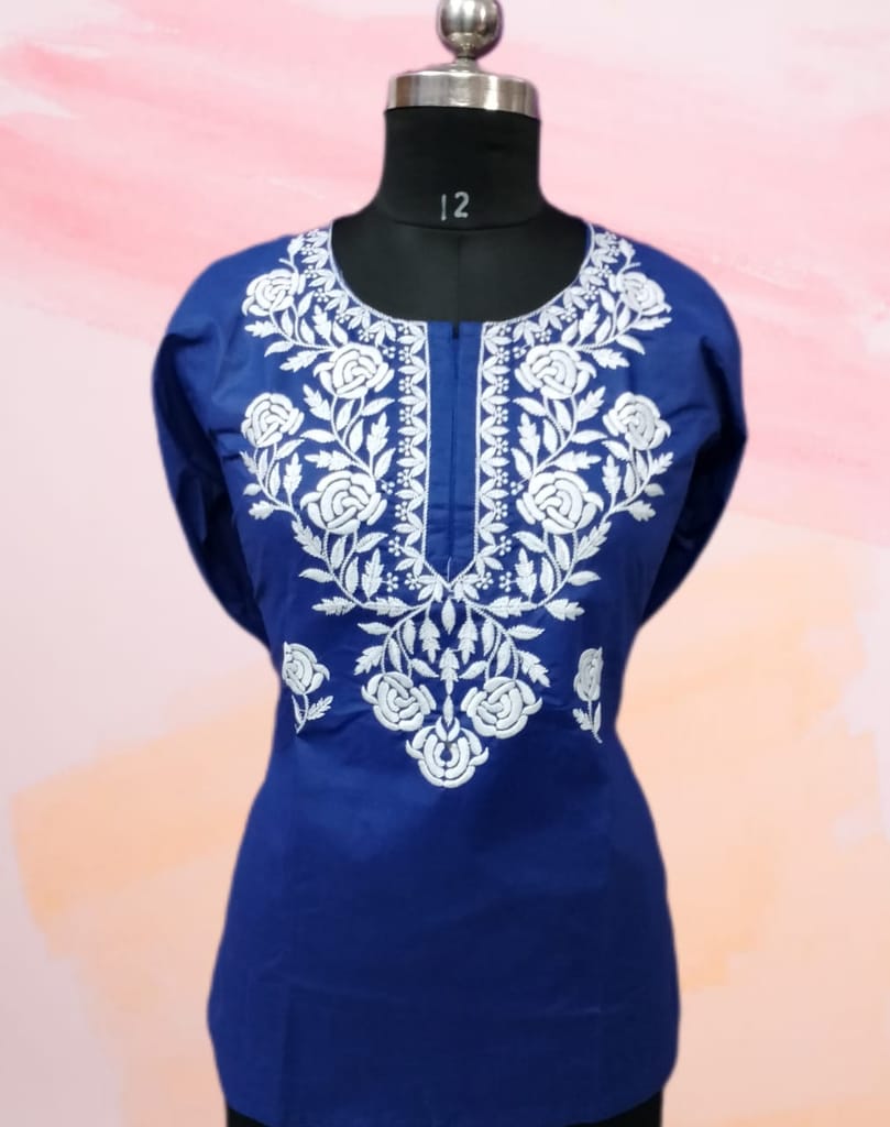 SHORT BLUE COTTON KURTI view 2