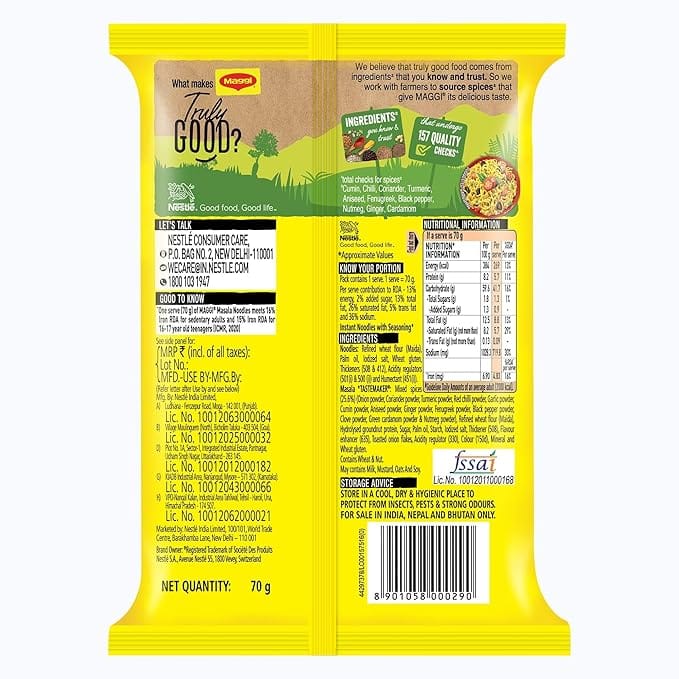 Maggi 2-Minute Instant Masala Noodles, 70g Pouch view 2