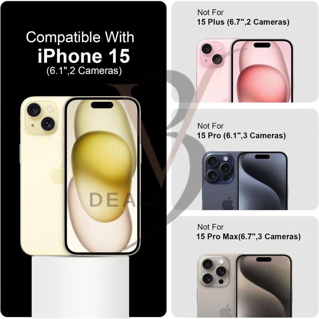 V3Deals Silicone Back Cover Case Compatible for iPhone15, Full Body Protection with Camera and Screen Protection, Military Grade Shockproof, 3.0mm Thickness view 2