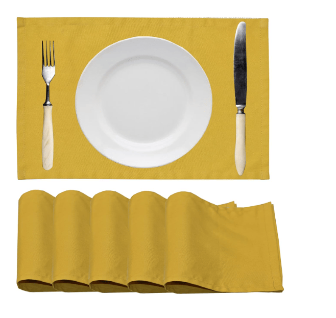 Homitecture Pure Cotton Heat Resistant Table Mat Placemats Heat Pad for Kitchen Table Coffee Table Dining Table Hot Pot Holders Dining Table Accessories for Home Office (Yellow_Set of 4)