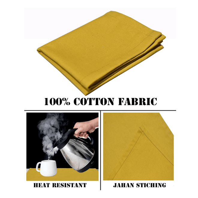 Homitecture Pure Cotton Heat Resistant Table Mat Placemats Heat Pad for Kitchen Table Coffee Table Dining Table Hot Pot Holders Dining Table Accessories for Home Office (Yellow_Set of 4) view 2