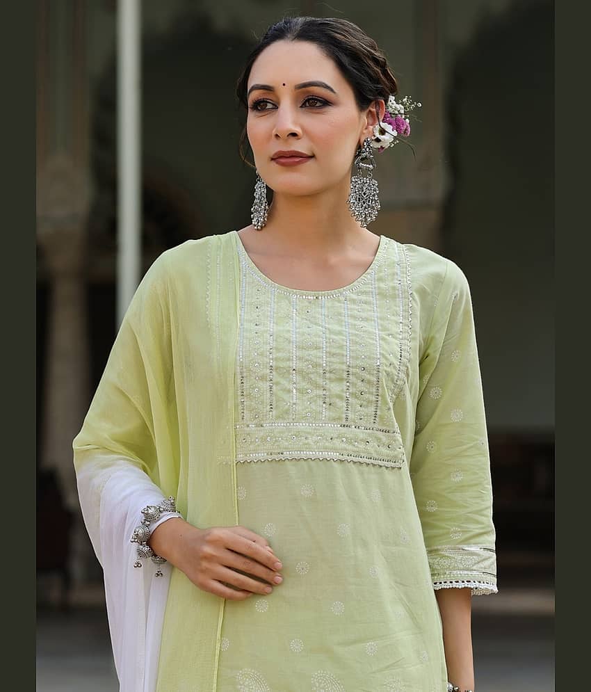 Juniper - Pink Straight Cotton Blend Women's Stitched Salwar Suit ( Pack of 1 ) view 2