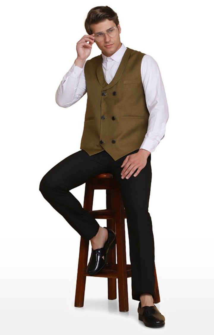 Tahvo Men Green Slim Fit Waistcoat view 2
