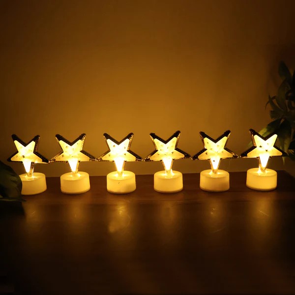 Decorative Star Shaped Flameless LED Candles (12 Pcs) view 2