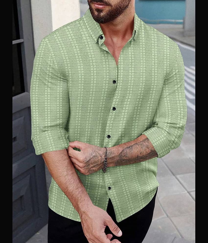Nofilter Poly Cotton Regular Fit Self Design Full Sleeves Men's Casual Shirt - Grey ( Pack of 1 ) view 2