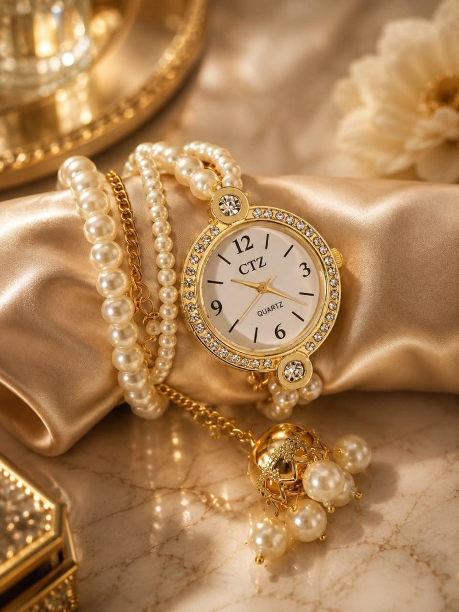CTZ Pearl Embellished Quartz Analog Women's Watch with Jhumka Detail view 2