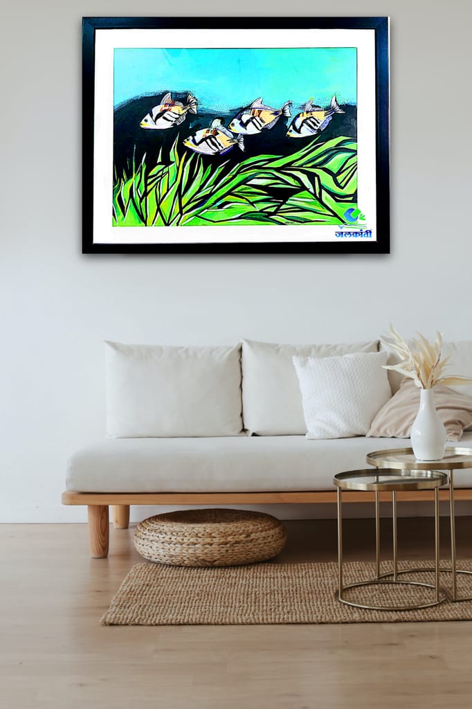 Handmade fish shell painting 310 view 2
