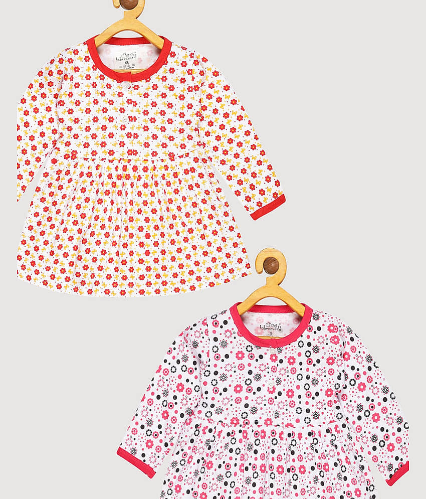 Babeezworld Pack of 2 Baby Girls Cotton Frock ( Red & Yellow ) view 2