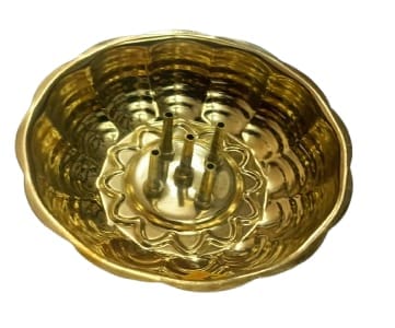 Golden Brass Bowl with 5 incense sticks holder