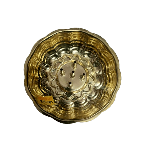 Golden Brass Bowl with 5 incense sticks holder view 2