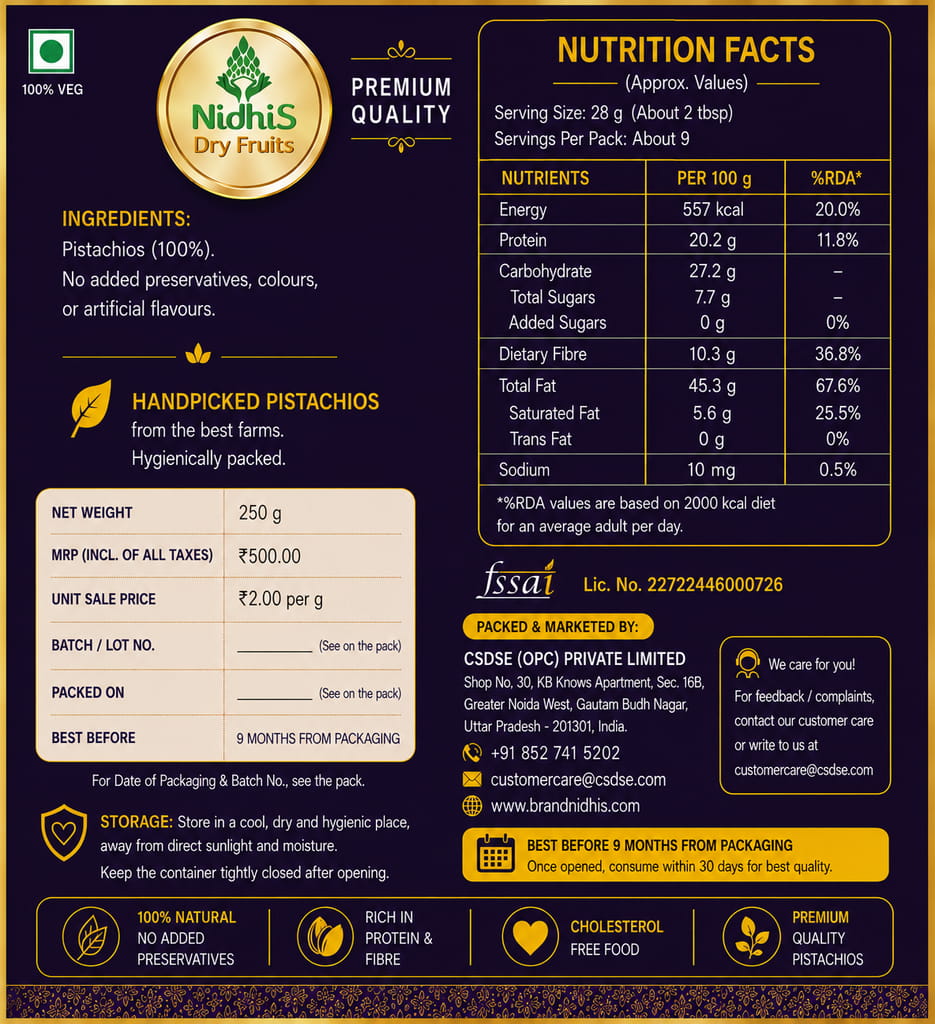 NidhiS Dry Fruits Plain Pista (Pistachios) view 2