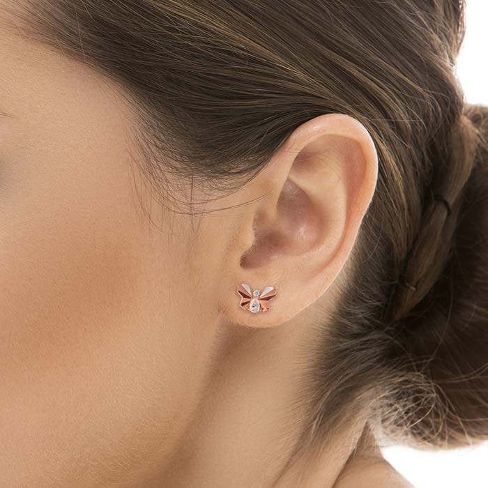 Rose Gold Social Butterfly Earrings view 2