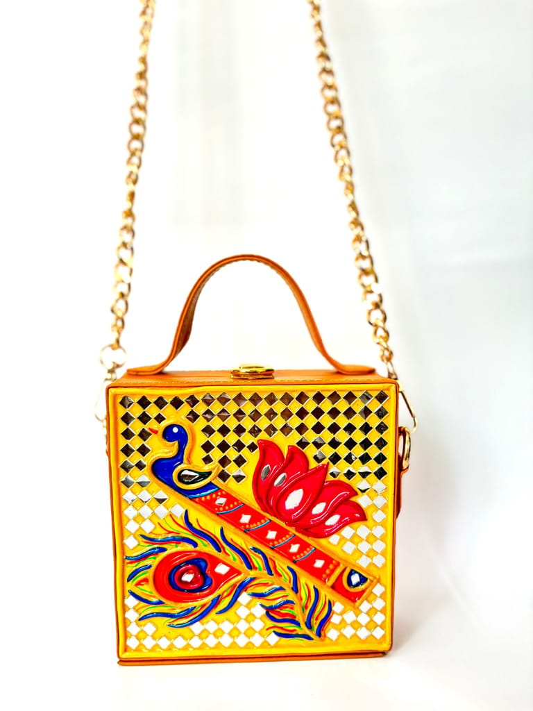 Mor Pankh Mini Lippan Art Box Bag view 2