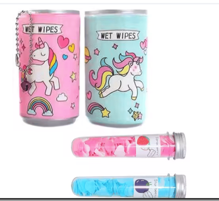 Unicorn Goody Box Combo Party Favor Supplies – Unicorn Diary, Mermaid Notebook, Lipstick Pen, Keychain & Designer Tape Gift Set view 2
