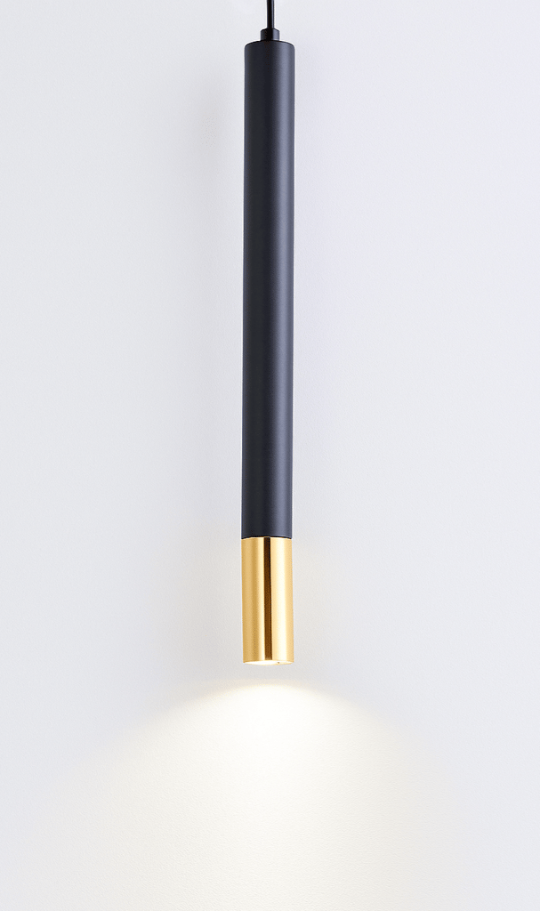 SPARKWORLD Sleek Black & Gold Cylinder Pendant Light view 2