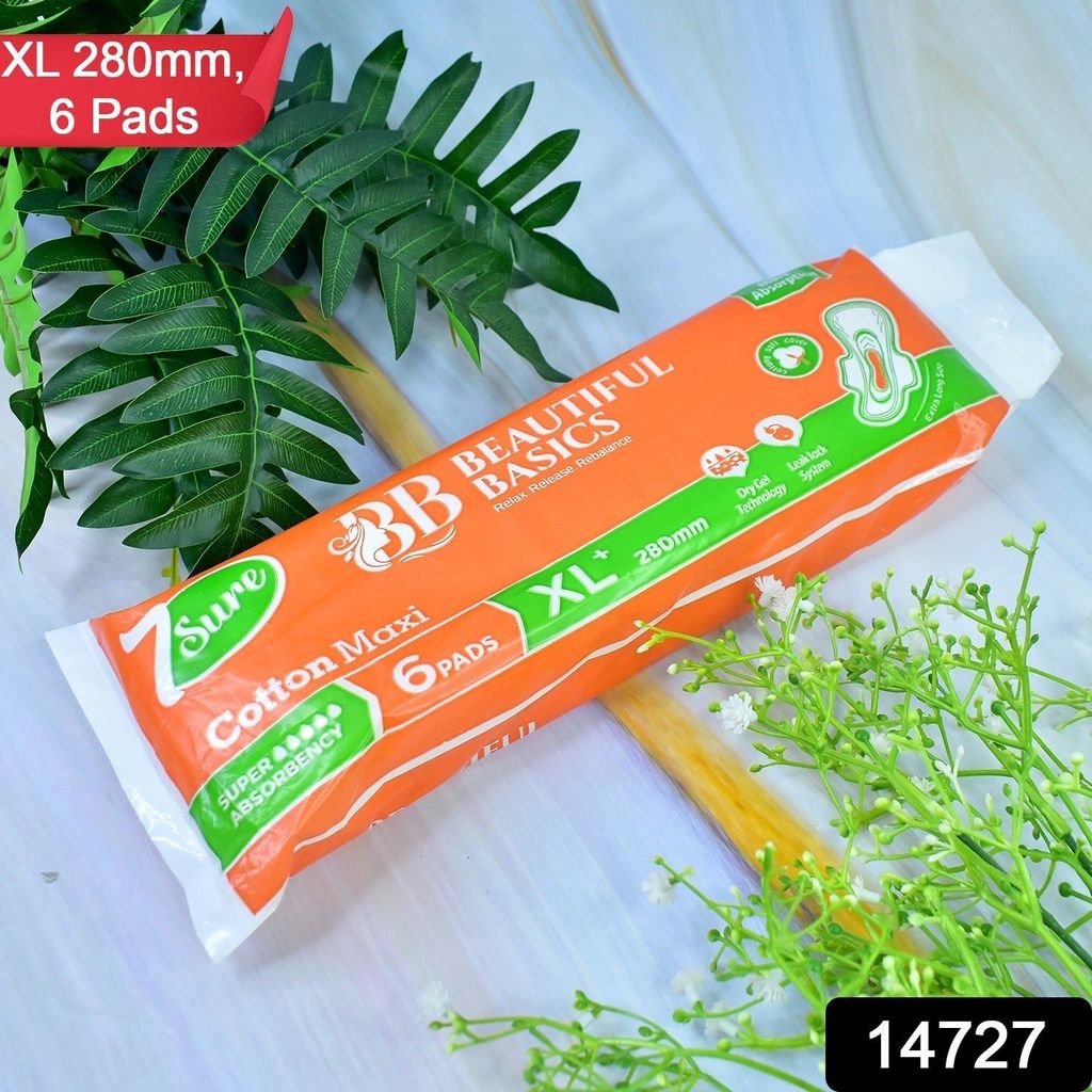 Beautiful Basics Orange Cotton Maxi Sanitary Pads XL+ 280mm Pack of 6 Pads view 2
