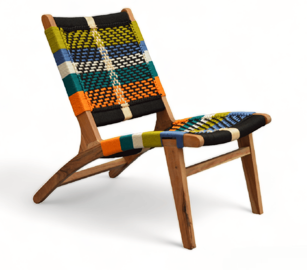 Orchid Homez Hand Woven Lounge Chair Solid Wood Outdoor Chair (Natural, Pre-Assembled) (Multicolor) view 2