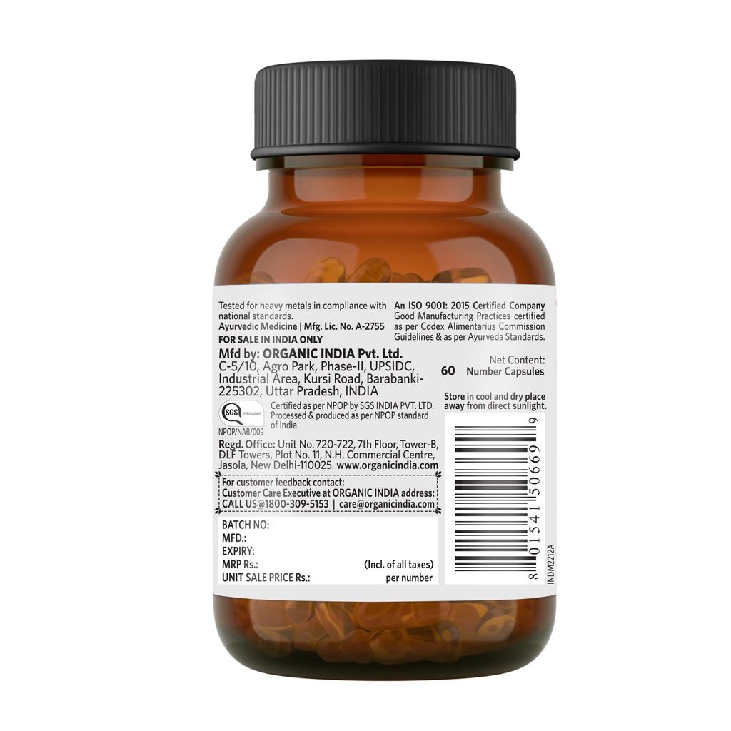 Organic India Lipidcare - 60 Capsules Bottle view 2