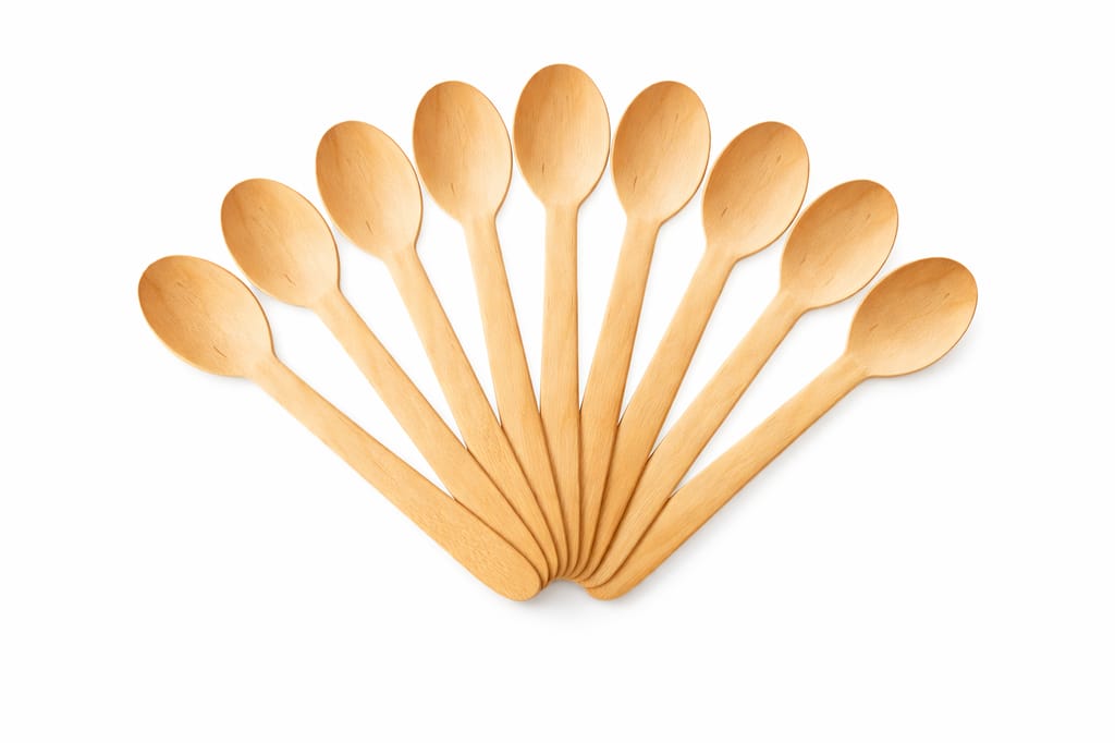 Disposable Wooden Spoons 100 Pack 6 Inch