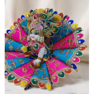 Multicolour Laddu Gopal Ji Dress with Turban Handcrafted Devotional Wear view 2