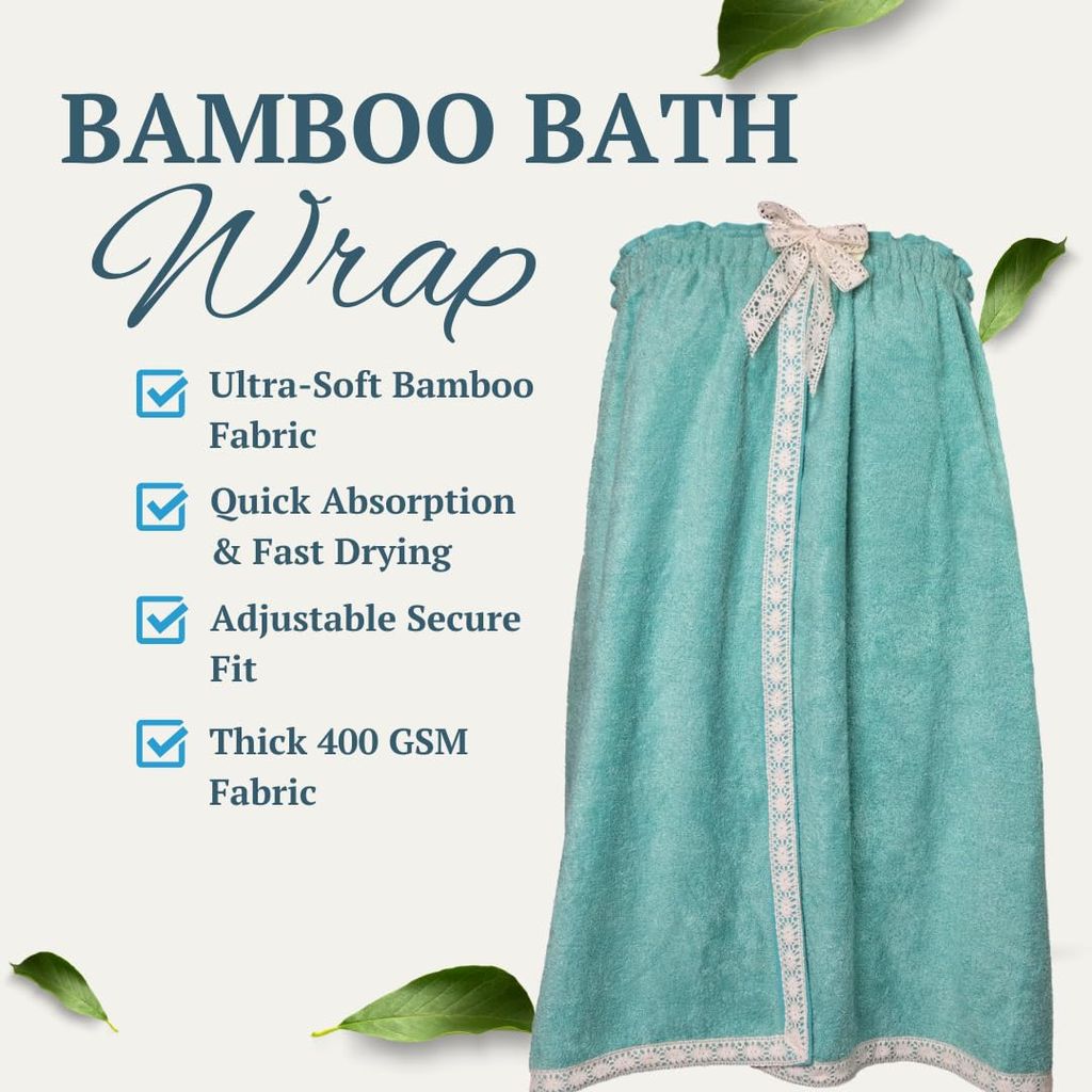 Mrijaa Bamboo Bath Wrap 400 GSM Ultra-Soft Fabric, Quick Absorption, Fast Drying, Adjustable Secure Fit view 2