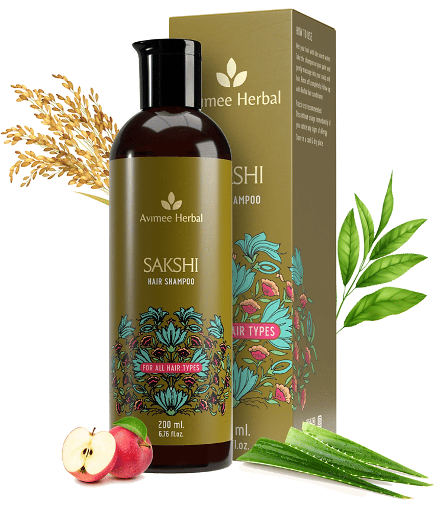 Avimee Herbal Sakshi Shampoo Deep Cleansing with Aloe Vera, ACV, Rice Protein & Tea Tree SLES-Free 200 ml (Pack of 1)