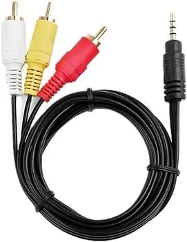 TV-out Cable 3.5Mm Aux Jack To 3 RCA Male Cable Audio Video Male (Black, For DVD, 1.5 m)