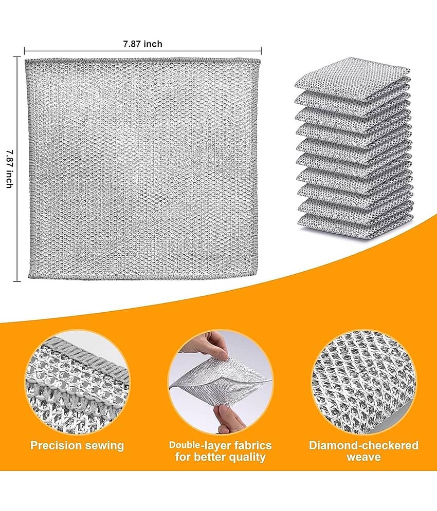 DHSMART Double Layered Wire Rags All Purpose Cleaner Block Multifunctional Non Scratch Dish Wash Cloth 1 no.s Pack of 10 view 2