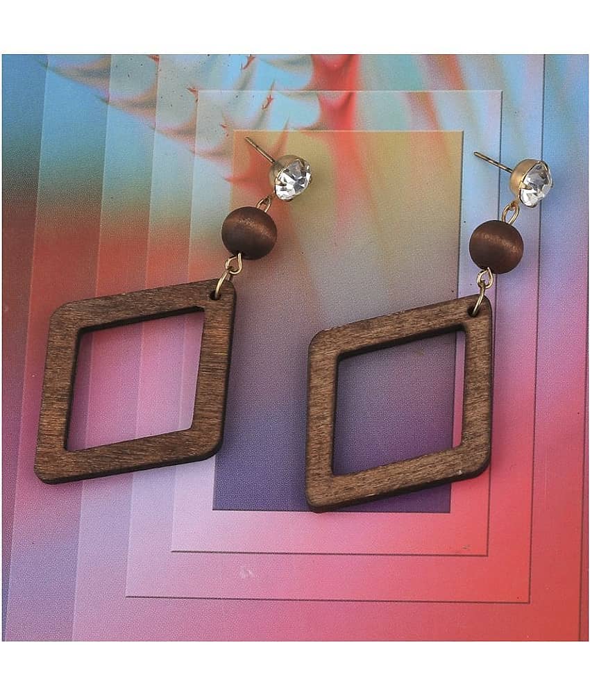 SILVER SHINE Party Wear Natural Diamond Wooden Earring for Perfect and Different Look For women view 2