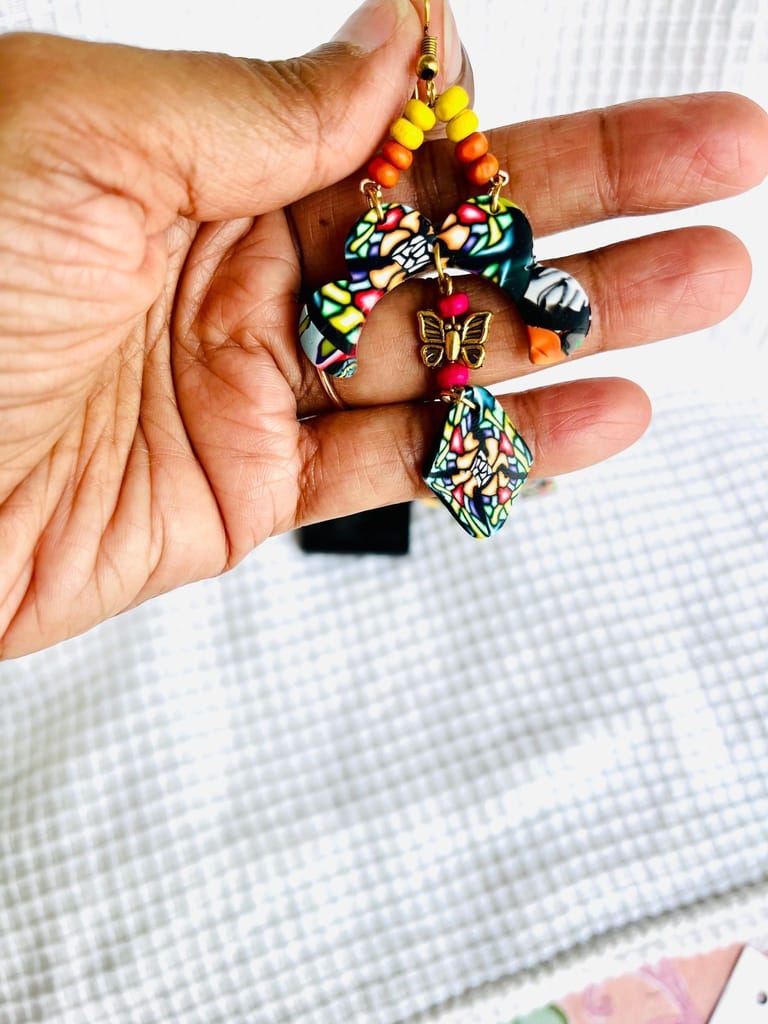 NOMO handcrafted clay earrings view 2