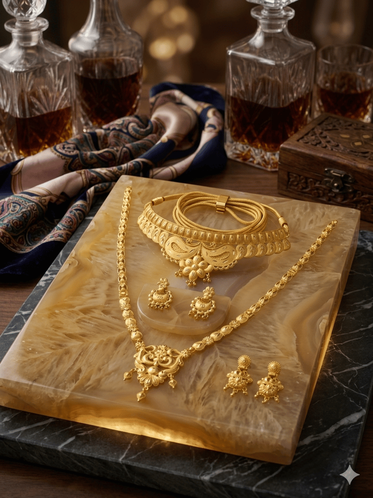 Traditional Indian Bridal Gold Combo Set Choker and Rani Haar Wedding Set view 2