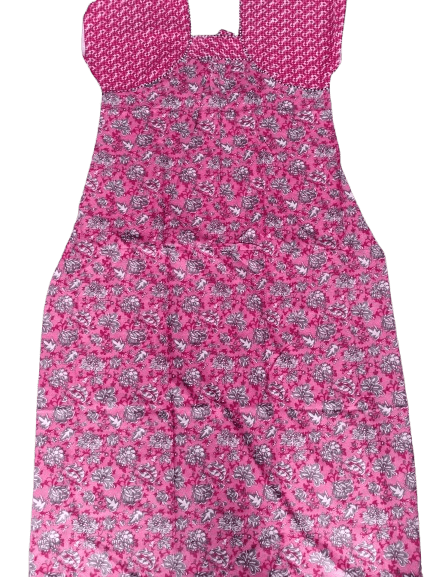Women's Cotton Maxi Nightgown, Pink Floral Print, Size L view 2