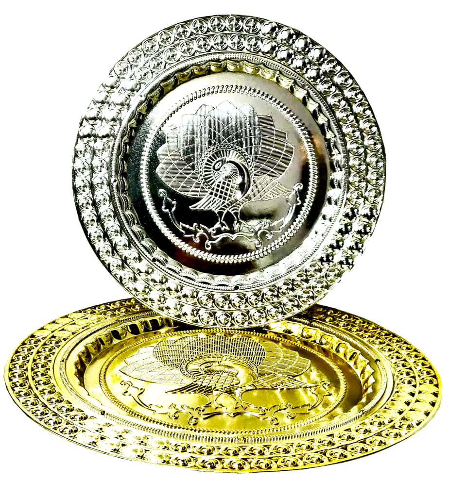 Omkar by R3 Inc. Gift Plate/Tray for Gifts Hampers | Designer Shagun Plate | Wedding Tray for gift/fruit Packing (Regular & Jumbo/Pack of 2) Multicolor view 2
