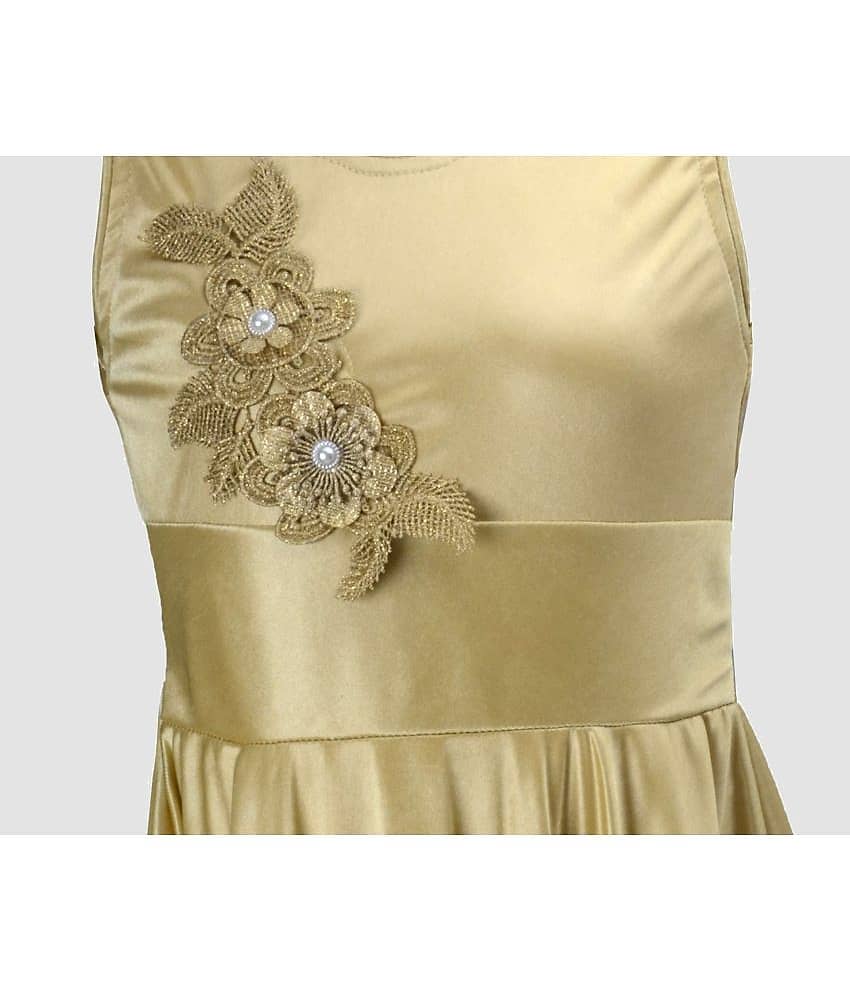 9stiches - Gold Lycra Girls Frock ( Pack of 1 ) view 2