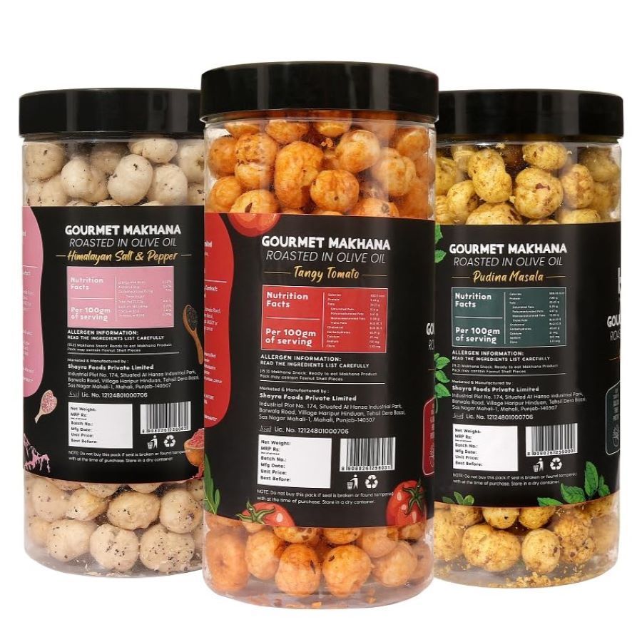 GOURMET MAKHANA Roasted in Olive Oil | Flavors Tangy Tomato, Pudina Masala, Himalayan Salt and Pepper | Combo Of 3, 65g Each. - 195 gm view 2