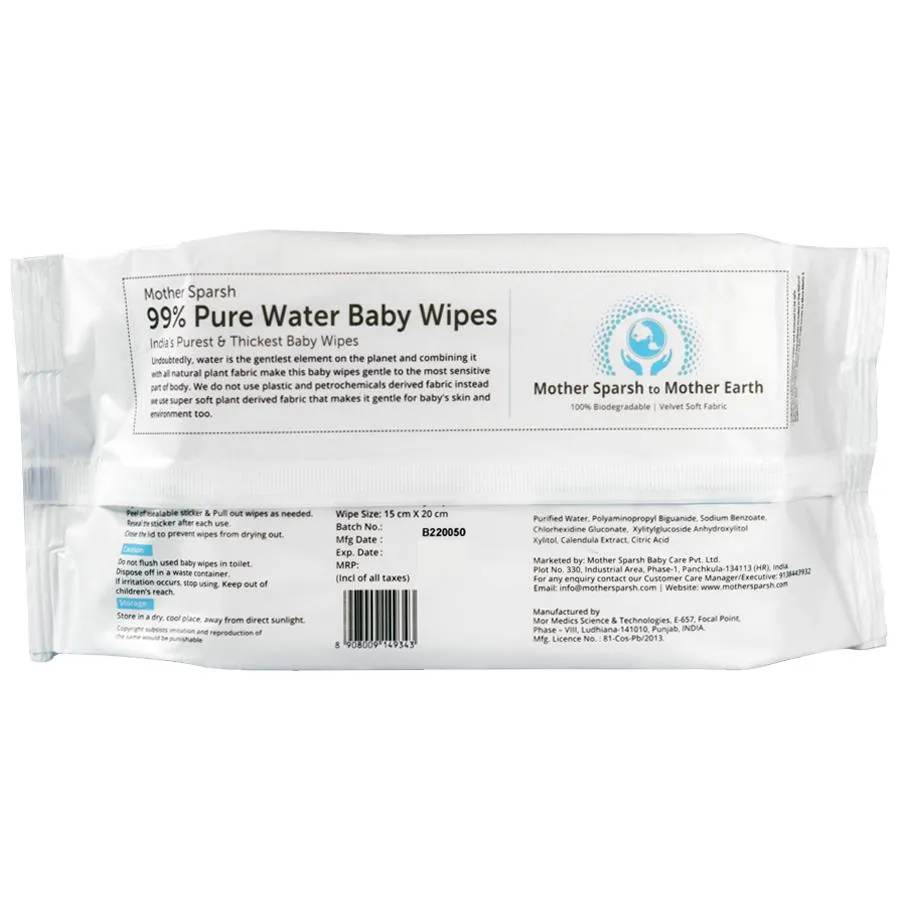 Mother Sparsh 99 Percentage Pure Water Unscented Wipes 72 Pcs view 2