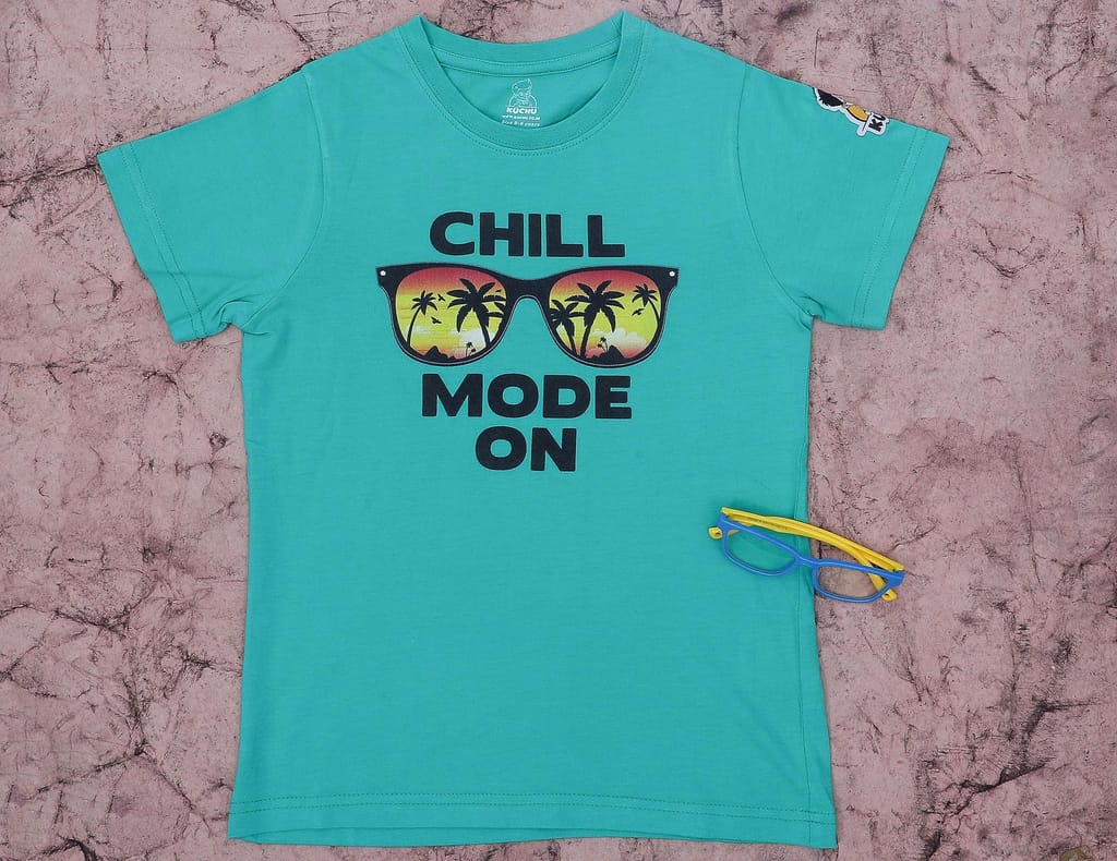 KUCHU Chill Mode On Kids Graphic Tee | 6–7 Years | Printed T-Shirt | Lightweight | Skin-Friendly | Everyday Wear view 2