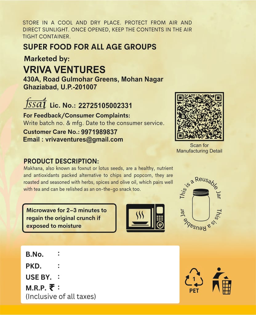 Vavri Healthy Roasted Makhana Combo (3 Units) - Cheese and Herbs Flavor view 2