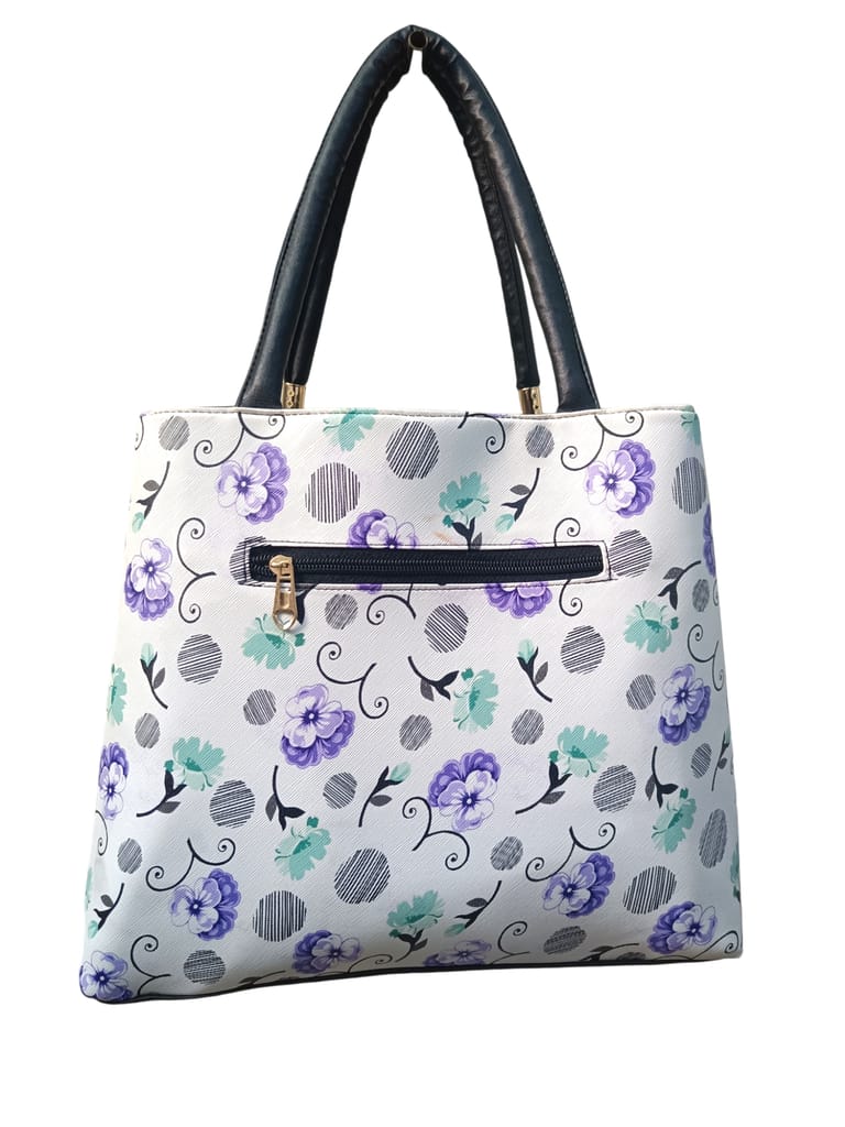 White Floral Handbag with long strap (White B) view 2
