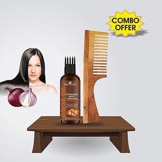 PARK DANIEL Premium Onion Intensive Root Therapy Hair OiL (100 ml) & Natural & Ecofriendly Handmade Neem Wooden Dressing Handle Comb(7.5 inches) 1 Pc - Pack of 2 Item (2 Items in the set) view 2