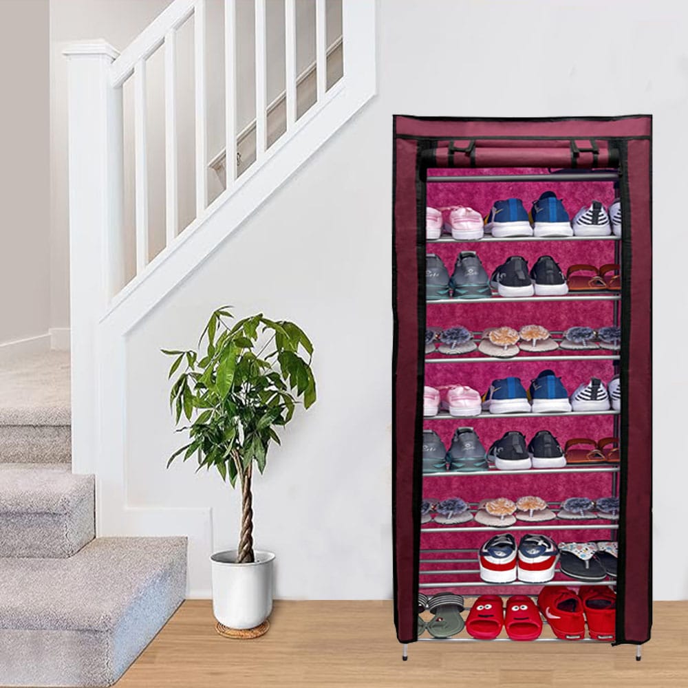 Philoshop 9 Layer Metal Shoe Rack with Dustproof Non-Woven Fabric Cover – Spacious & Stylish Storage Organizer view 2