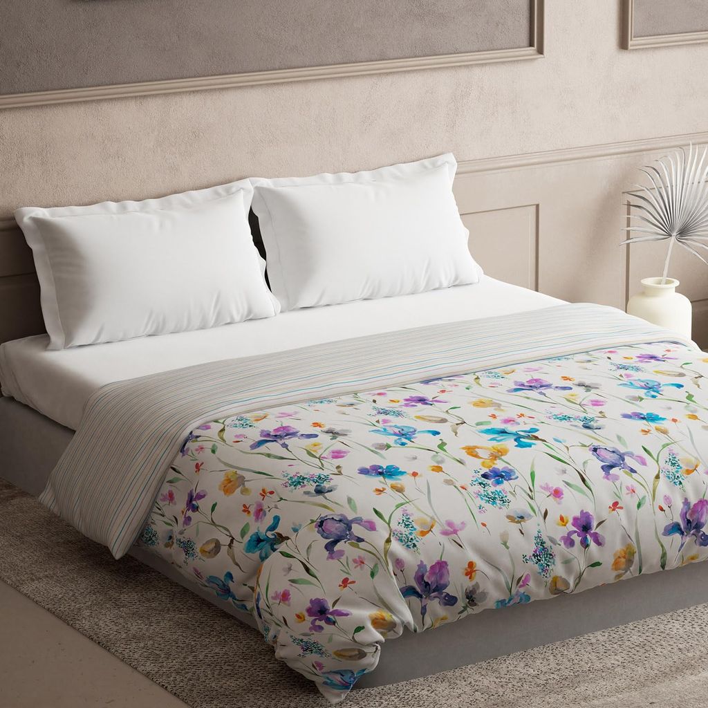 DDECOR - Prime Collection 100% Cotton Floral Pattern 136TC King Quilt |229 CM X 274 CM| - White view 2