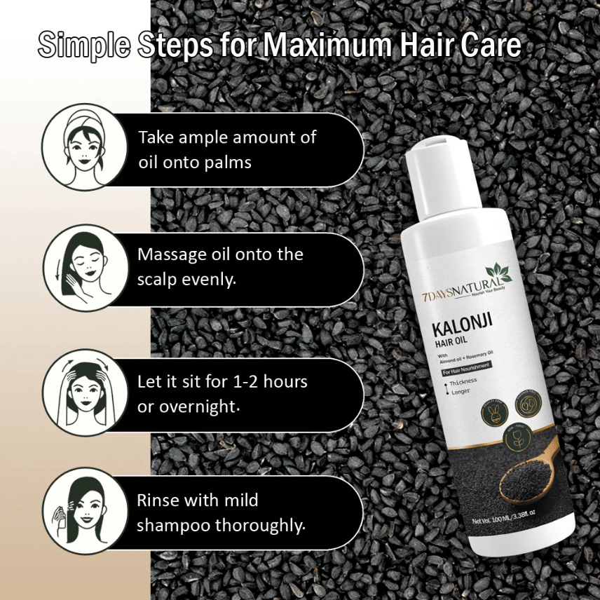 Elegantra Kalonji Hair Oil 100ml – Black Seed, Almond & Rosemary Blend for Hair Growth, Thickness & Root Strength | Anti Hair Fall & Split End Repair Therapy Oil view 2