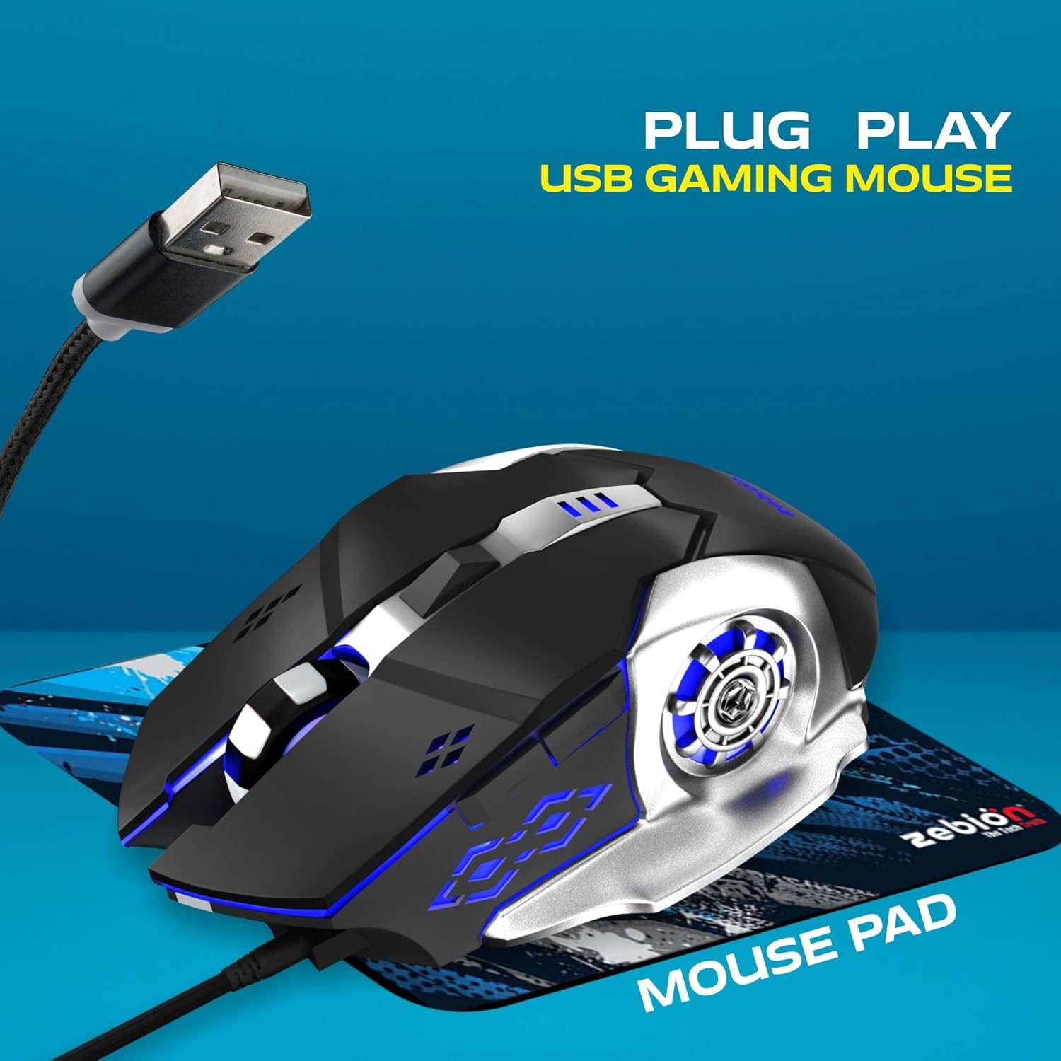 Zebion Aim Master Gaming Mouse - Black view 2