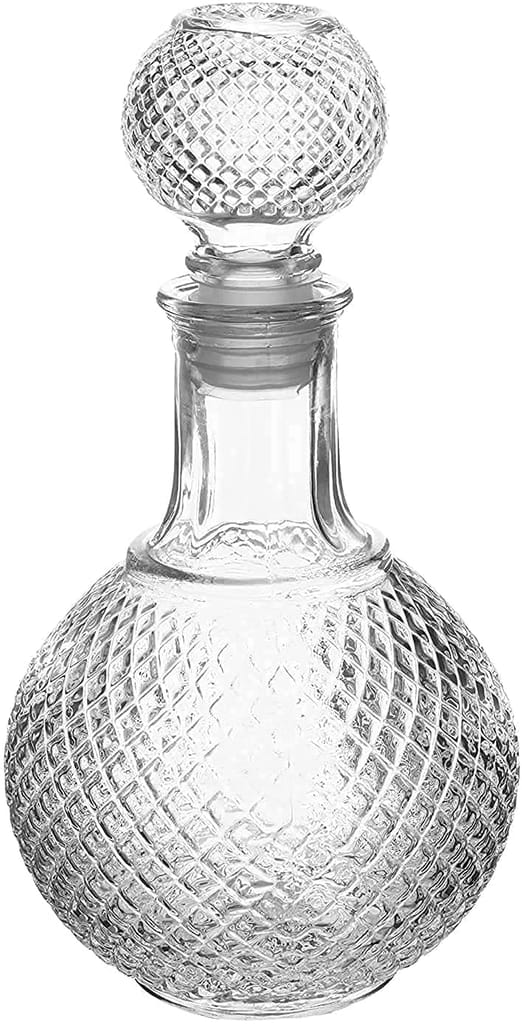 Clear Glass European Style Round Decanter with Lid for Whisky, Wine, Beer, Scotch, Vodka, Bourbon, Liquor | Water and Juice Jug Pitcher Bottle (Big) (1000 ml) view 2